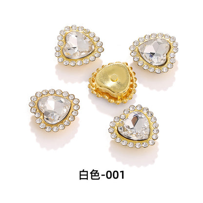 Factory wholesale Peach Heart Sunflower double-layer heart-shaped glass hand-sewn diamond DIY shoes and bags, clothing accessories, accessories