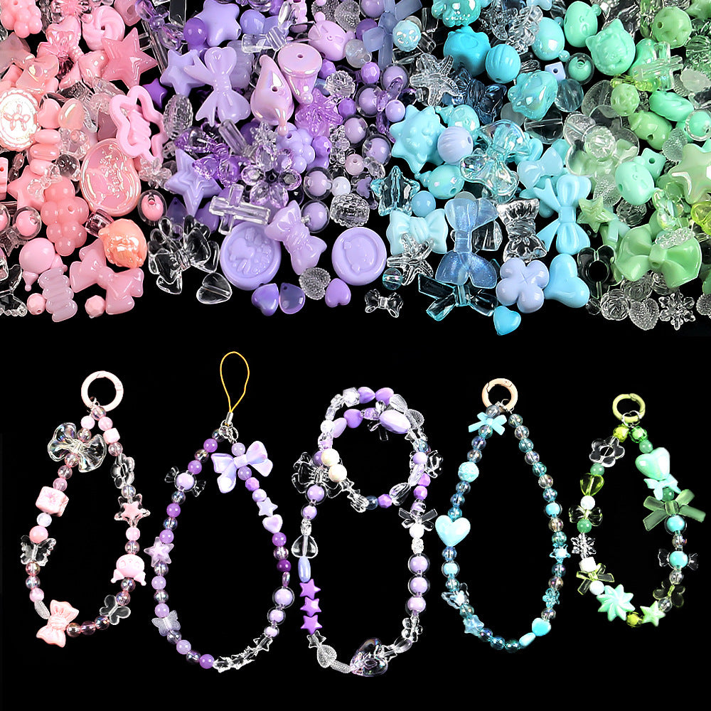 Cute Bow & Flower Acrylic Beads - DIY Mobile Phone Chain Necklace Lanyard Accessories