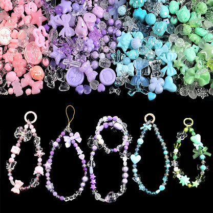 Cute Bow & Flower Acrylic Beads - DIY Mobile Phone Chain Necklace Lanyard Accessories