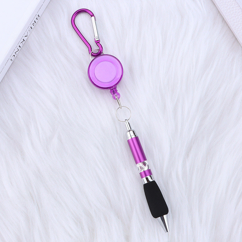 metal draw pen portable stretch ballpoint pen outdoor carabiner keychain telescopic writing pen wholesale