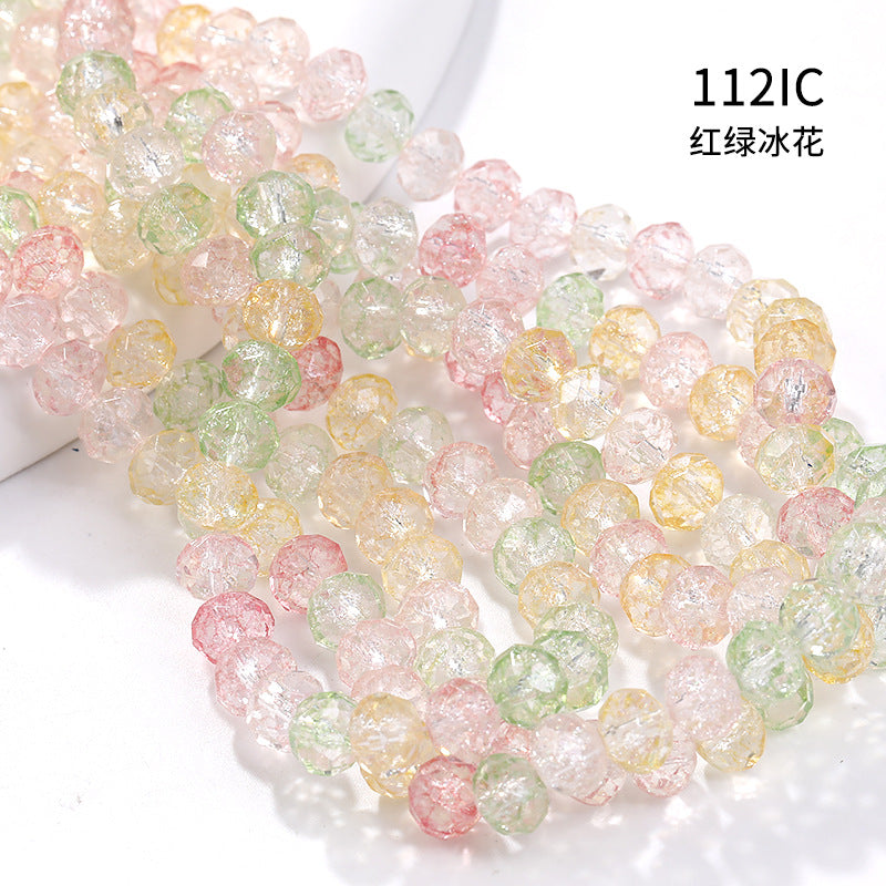 Multicolor Ice Flower Faceted Crystal Glass Beads - Wheel Scatter Bead Bracelet Necklace Accessories