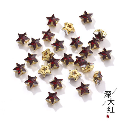 New 10mm five-pointed star hand-stitched glass thickened claw drill 3D DIY wedding dress, clothing, shoes, bags, hair clips, accessories