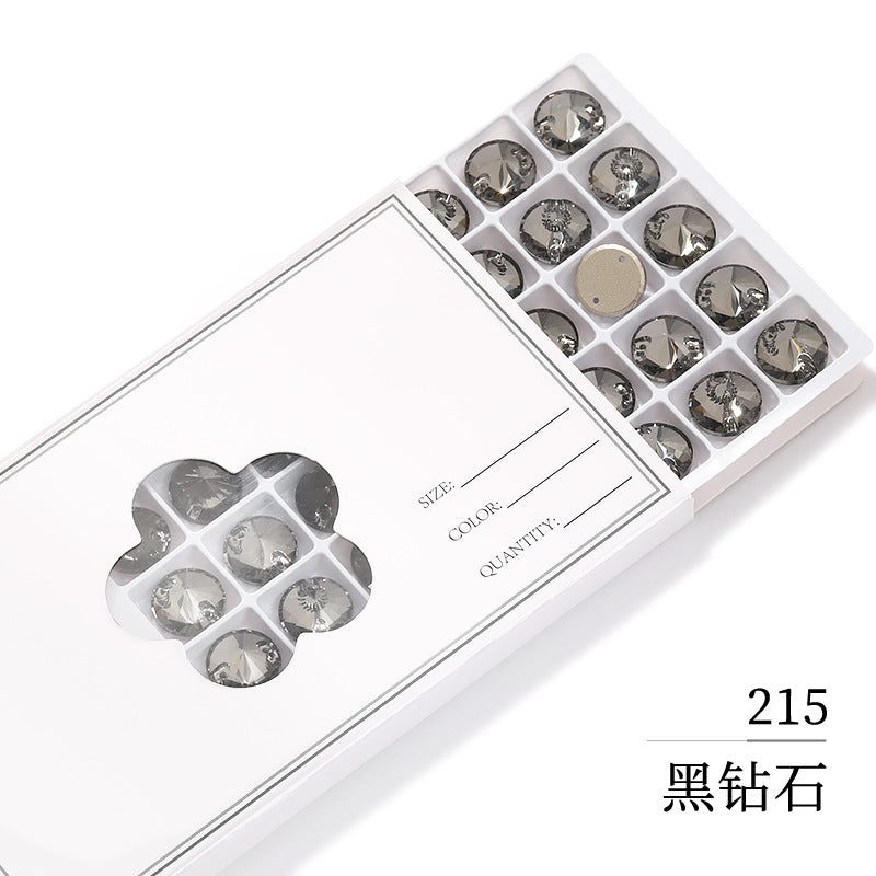 Flat Bottom Hand-Sewn Diamond K9 Satellite Round Flat Buckle Double Hole Punched Hand-Sewn Diamond Wedding Dress Apparel Accessories Super Flash Satellite