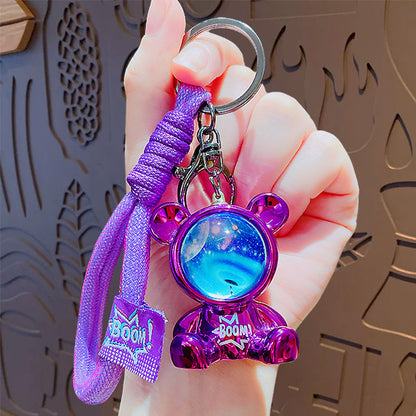 Cartoon Trendy Cool Starry Sky Bear Keychain - School Bag Pendant Creative Couple Doll Key Chain Charm Small Gift