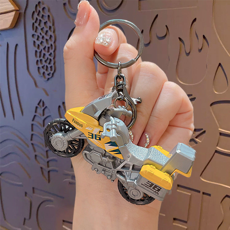 Creative Cool Motorcycle Keychain Pendant Mini Kids Pullback Toy Car School Bag Keychain Small Gift Wholesale