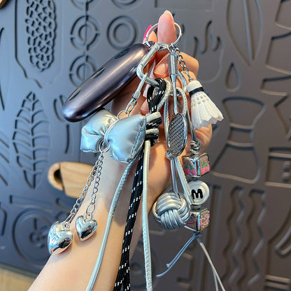 miu series diy silver bracelet keychain pendant couple car key chain creative bag pendant accessories wholesale