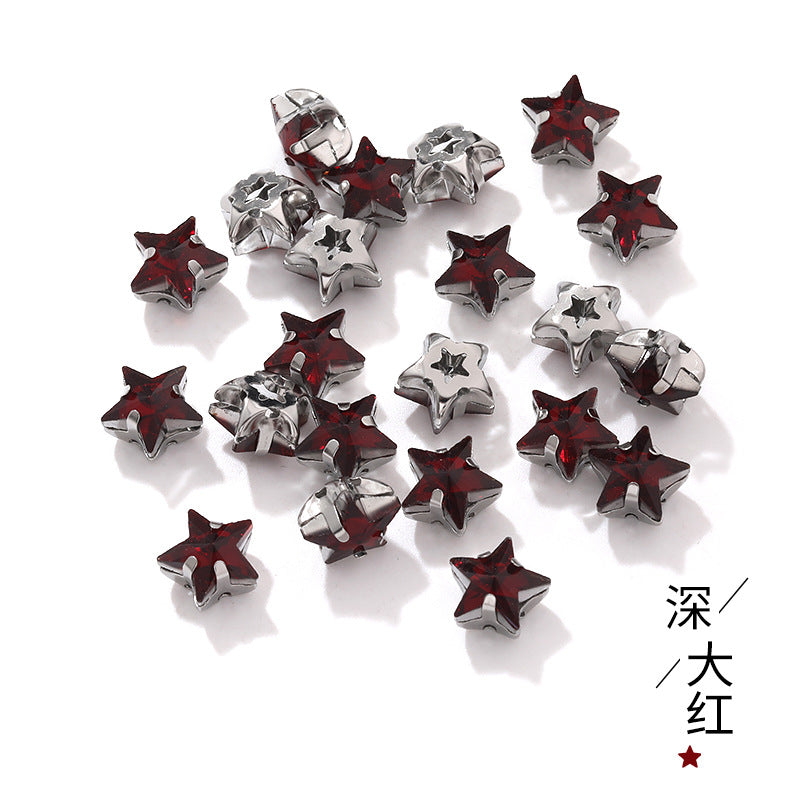 Best-selling 10mm five-pointed star stainless steel claw drill, ultra-glitter five-pointed star nail art clothing DIY accessory glass diamond