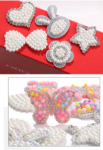 Rabbit Rhinestone Pearl Patch - Hot Diamond Sticker Clothes Shoes Flower Hair Accessories