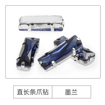 Xichuan Straight Long Claw Rhinestone Glass Hand-Stitched Diamond DIY Accessories Shoe Bag Handmade Materials White K with Claw Diamond