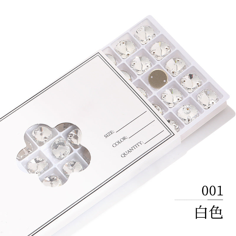 Flat Bottom Hand-Sewn Diamond K9 Satellite Round Flat Buckle Double Hole Punched Hand-Sewn Diamond Wedding Dress Apparel Accessories Super Flash Satellite