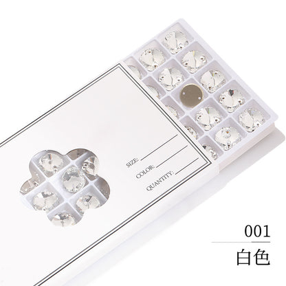 Flat Bottom Hand-Sewn Diamond K9 Satellite Round Flat Buckle Double Hole Punched Hand-Sewn Diamond Wedding Dress Apparel Accessories Super Flash Satellite