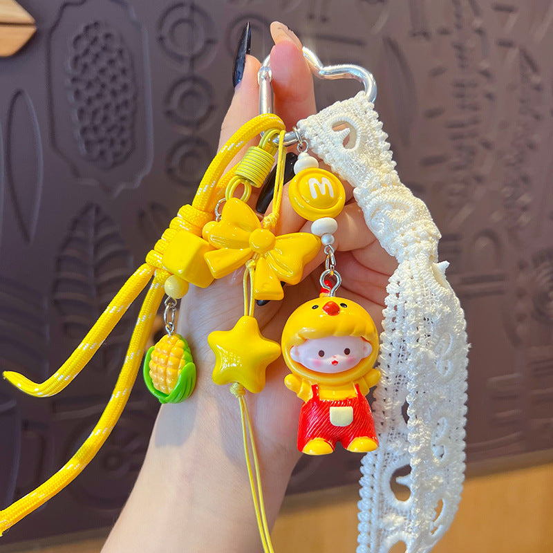 creative DIY zodiac doll head cover beaded keychain pendant couple miu series bag keychain pendant