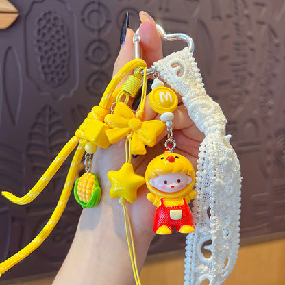 creative DIY zodiac doll head cover beaded keychain pendant couple miu series bag keychain pendant