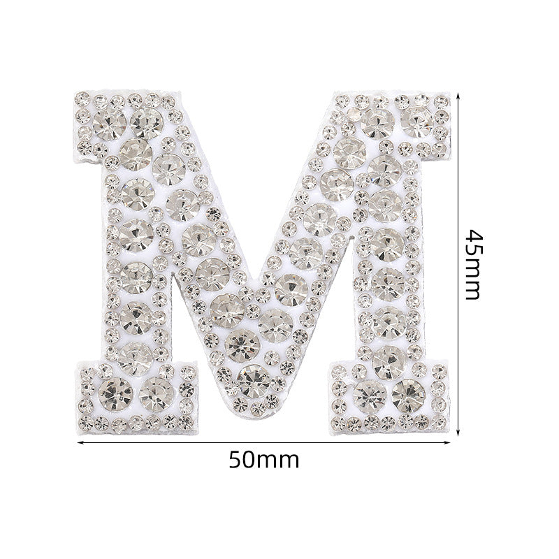 Full rhinestone letter diy clothing accessories white rhinestone hot rhinestone patch hot patch patch english 26 english letters
