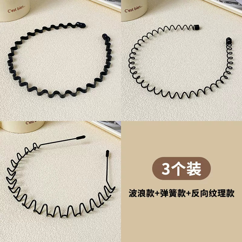 Simple black metal headband for women's face washing, sports invisible men's hairband fixed headband that does not tighten hair clips