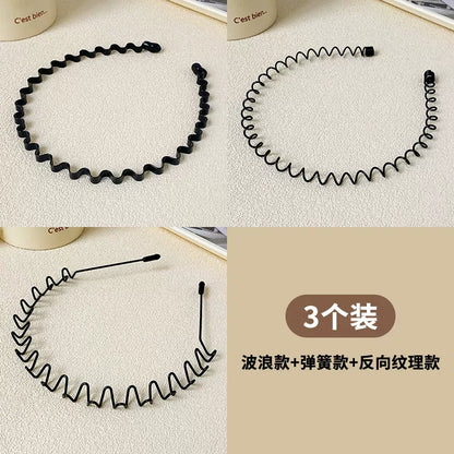 Simple black metal headband for women's face washing, sports invisible men's hairband fixed headband that does not tighten hair clips
