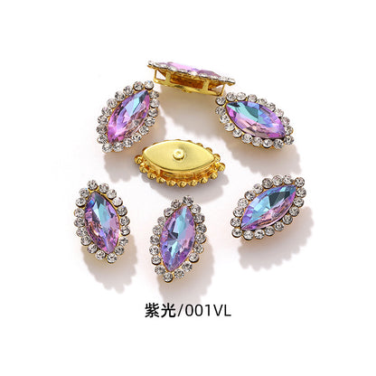 Horse Eye Sunflower Double-layer Hand-Stitched Diamond Shaped Edge Glass Diamond Clothing Bag DIY Accessories Manufacturer Wholesale