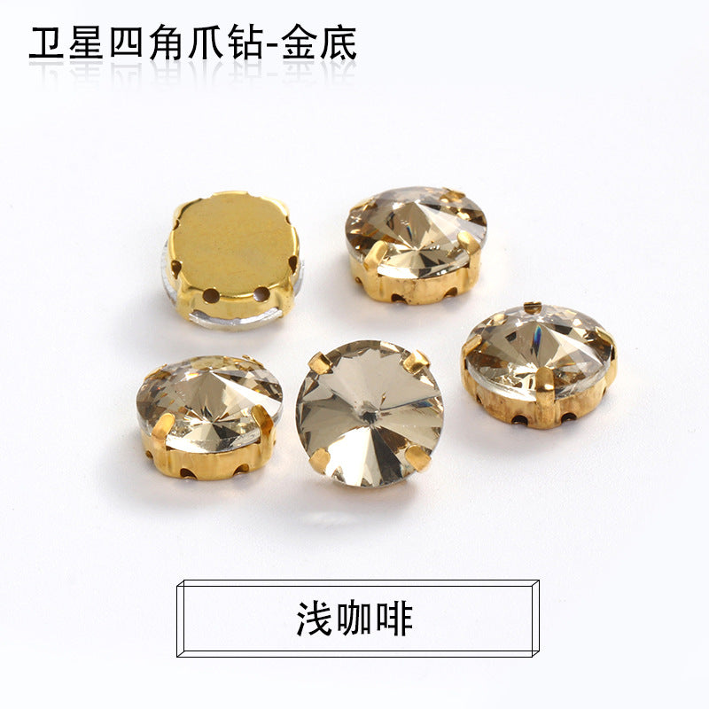 Xichuan new gold background satellite square corner hand sewing drill claw drill DIY clothing collar dress accessories material wholesale