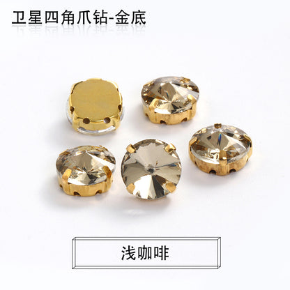 Xichuan new gold background satellite square corner hand sewing drill claw drill DIY clothing collar dress accessories material wholesale