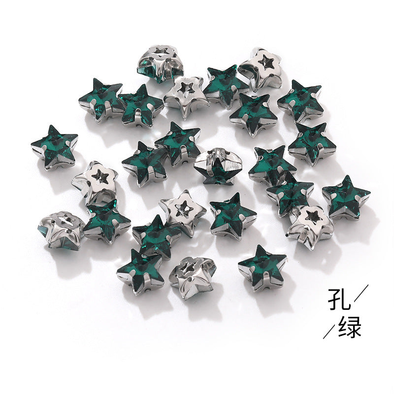 Best-selling 10mm five-pointed star stainless steel claw drill, ultra-glitter five-pointed star nail art clothing DIY accessory glass diamond