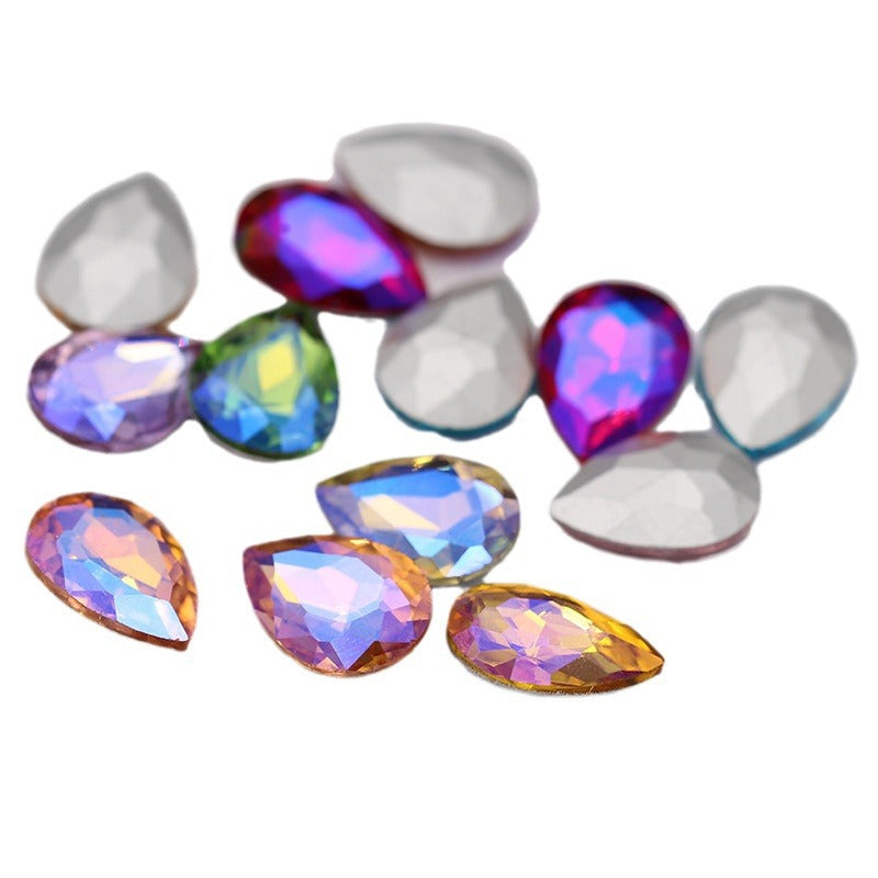 Crystal drop diamond colorful AB glass diamond special-shaped pointed bottom diamond DIY sticker diamond hair accessories materials