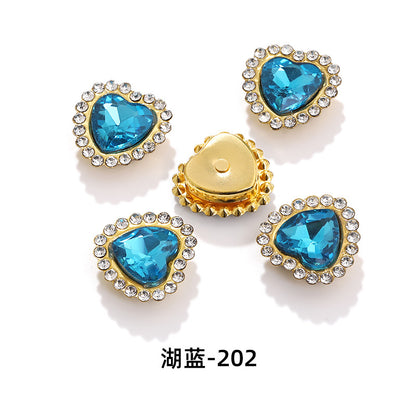 Factory wholesale Peach Heart Sunflower double-layer heart-shaped glass hand-sewn diamond DIY shoes and bags, clothing accessories, accessories