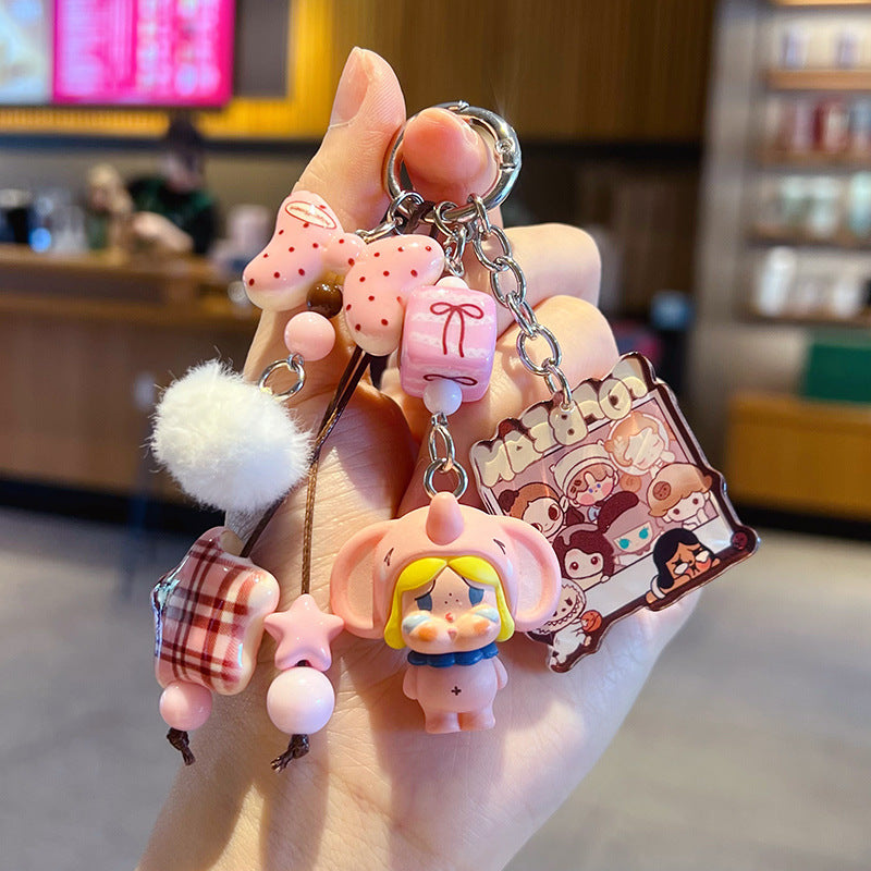 Handmade DIY crying bag cute grain change baby keychain doll pendant, small carry bag bag, beaded doll small pendant