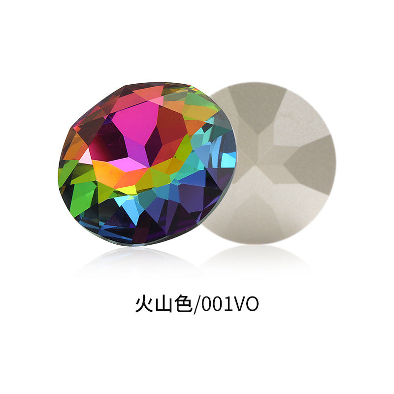 Cross-border electroplated high-end K9 gemstone flower 35mm round pointed base crystal glass diamond - clothing DIY accessory