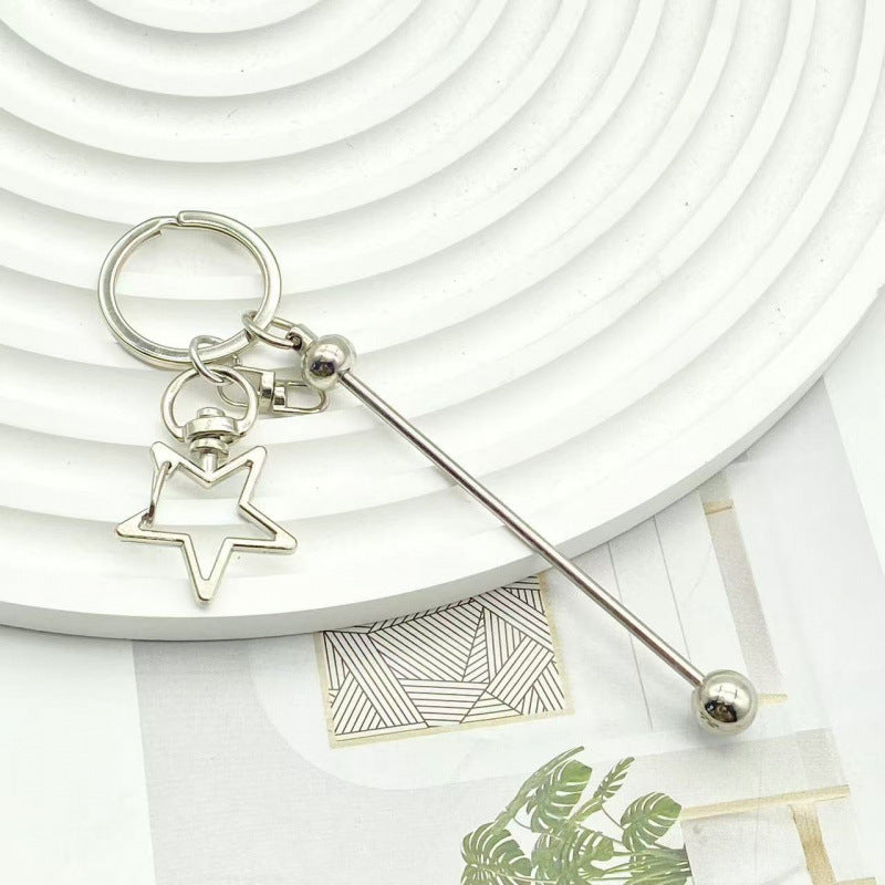 Creative DIY beaded keychain new color metal keychain electroplating gift bag hanging ornament spot wholesale