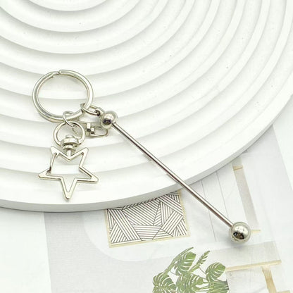 Creative DIY beaded keychain new color metal keychain electroplating gift bag hanging ornament spot wholesale