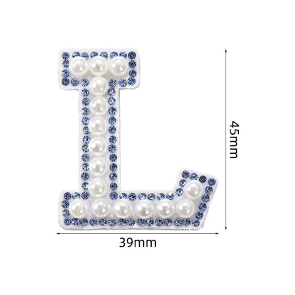 Blue diamond seamless adhesive 26 English letters for clothing and makeup bag decoration, non-woven fabric patch, adhesive backing
