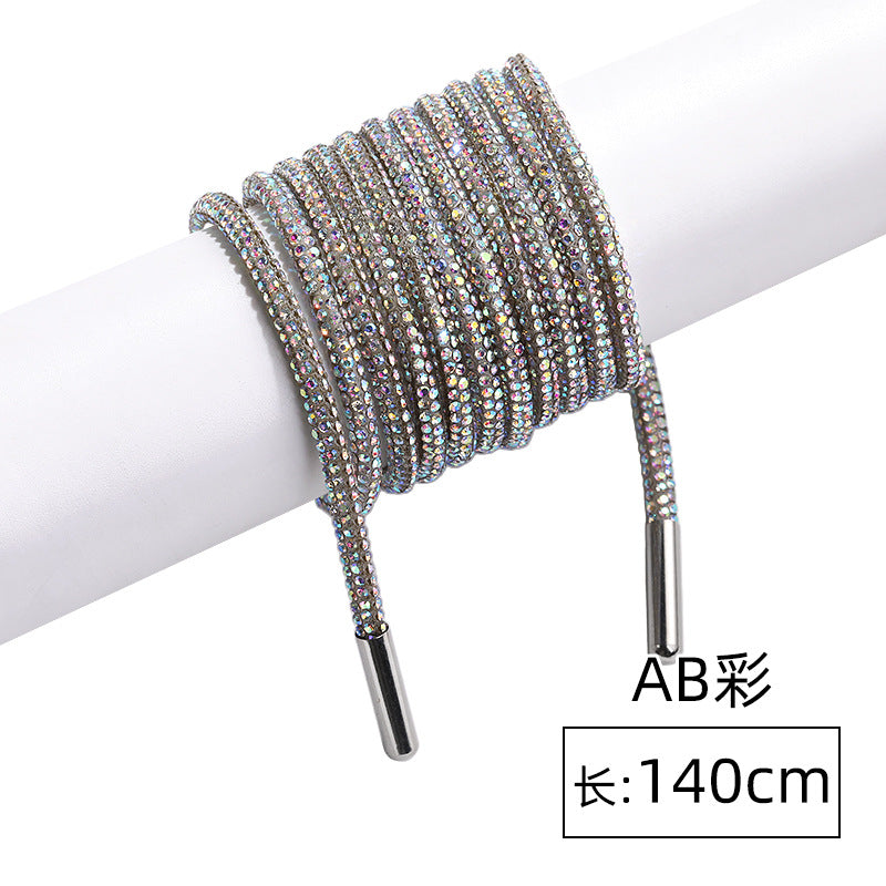 Crystal cord, drill rope, full diamond, ultra-glitter round soft tube, 6-row drill rope, coat strap, hat strap, shoelace, bag and pants strap, DIY accessory for accessories