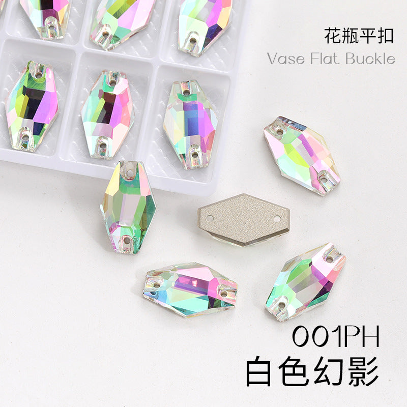 Factory wholesale flat buckle flat bottom hand-stitched rhinestone vase crystal stone ultra-glitter scratch-free packaging glass diamond