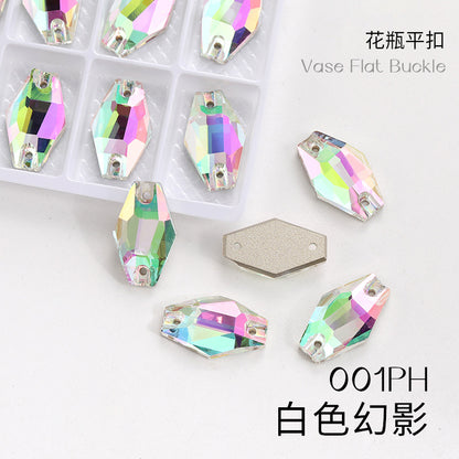 Factory wholesale flat buckle flat bottom hand-stitched rhinestone vase crystal stone ultra-glitter scratch-free packaging glass diamond