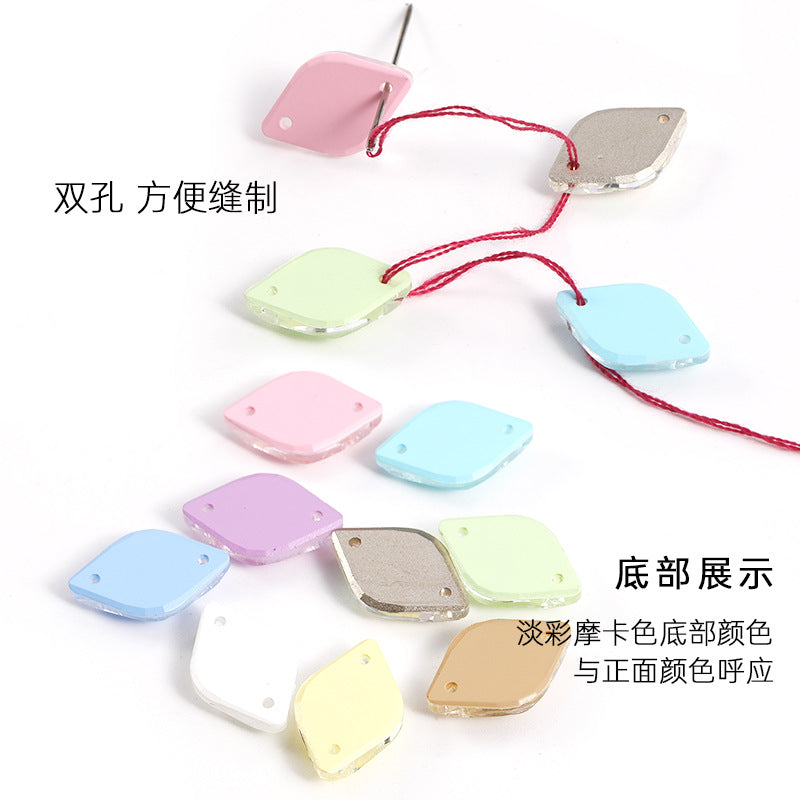 Xichuan New K9 Lemon Flat Buckle Flat Bottom Double-Hole Beveled Glass Hand-Sewn Diamond Clothing DIY Accessories