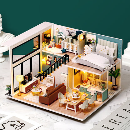 Smart Fun House New DIY Cottage Comfortable Life Wooden Handmade Building Model Villa Birthday Gift Female
