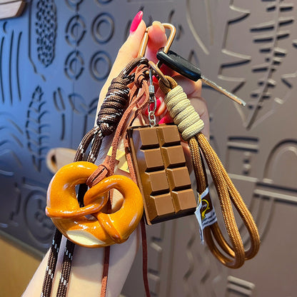 Creative miu system simulated alkaline water bread bracelet keychain pendant couple bag keychain small pendant wholesale