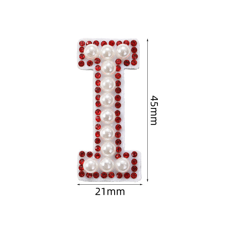 Red diamond 26-letter fabric patch set, hot-flung colored letter patch patch, clothing bag with diamond-embedded fabric patch
