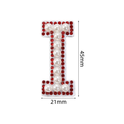 Red diamond 26-letter fabric patch set, hot-flung colored letter patch patch, clothing bag with diamond-embedded fabric patch