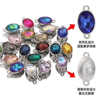 Oval 10*14mm double hanging zinc alloy silver chain headband pendant clothing DIY accessories hairpin headband hanging
