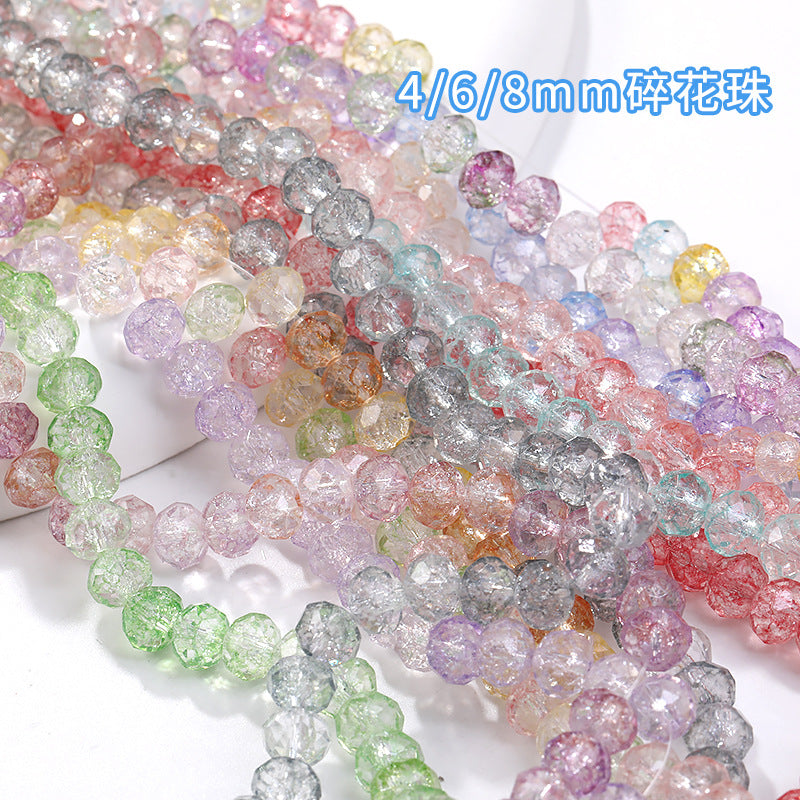 Multicolor Ice Flower Faceted Crystal Glass Beads - Wheel Scatter Bead Bracelet Necklace Accessories