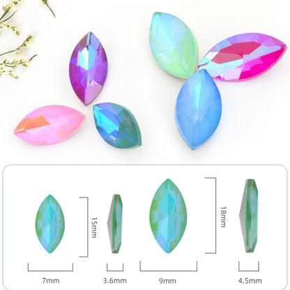 Pointed Base Horse-Eye Mocha AB Rhinestone Accessories Finished Accessories DIY Accessories Special-shaped Rhinestone Materials Factory Wholesale