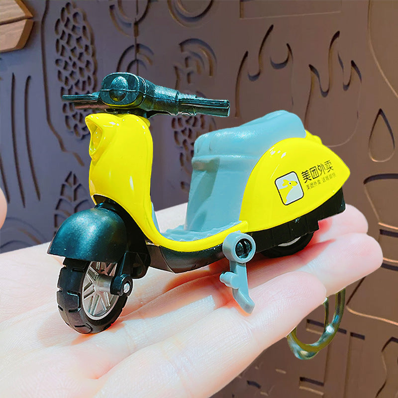 Creative Cartoon Takeaway Electric Car Model Keychain - Couple School Bag Pendant Car Key Chain Small Gift
