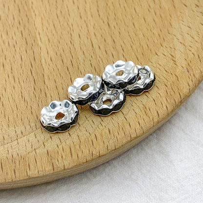 Factory direct sales 10MM color wavy edge rhinestone circle wheel bead spacer spacer bead string silver diamond jewelry