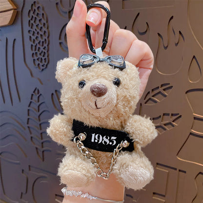 Cartoon Plush Cool Bear Key Chain - School Bag Small Pendant Cute Couple Bag Doll Keychain Gift