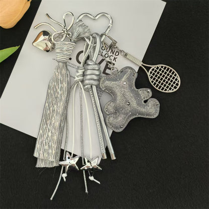 Three-dimensional cartoon three-dimensional leather giraffe pattern bear keychain bag pendant