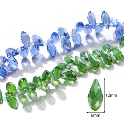 Water Drop Crystal Glass Beads - 6x12mm Horizontal Hole Multi-Color Beaded Curtain Clothing DIY