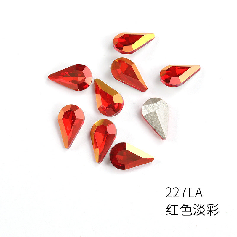 Brand new light color series 8*13 waterdrop glass rhinestones, pointed bottom DIY phone case, nail art diamond stacking materials, accessories