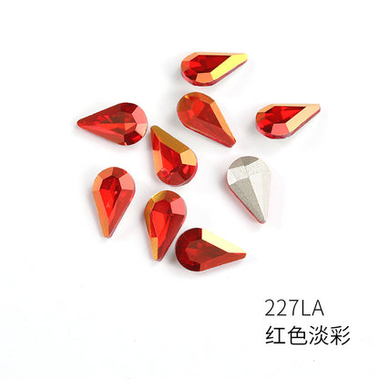 Brand new light color series 8*13 waterdrop glass rhinestones, pointed bottom DIY phone case, nail art diamond stacking materials, accessories
