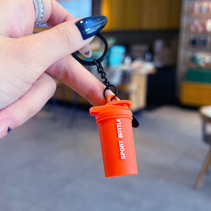 Creative DIY Sports Style Fitness Barbell Keychain Pendant Female Couple Miu Series Bag Pendant Keychain Accessories